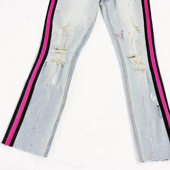 Sereneda Side Stripe Splatter Distressed Denim Jeans SZ32 - Picture 3 of 8